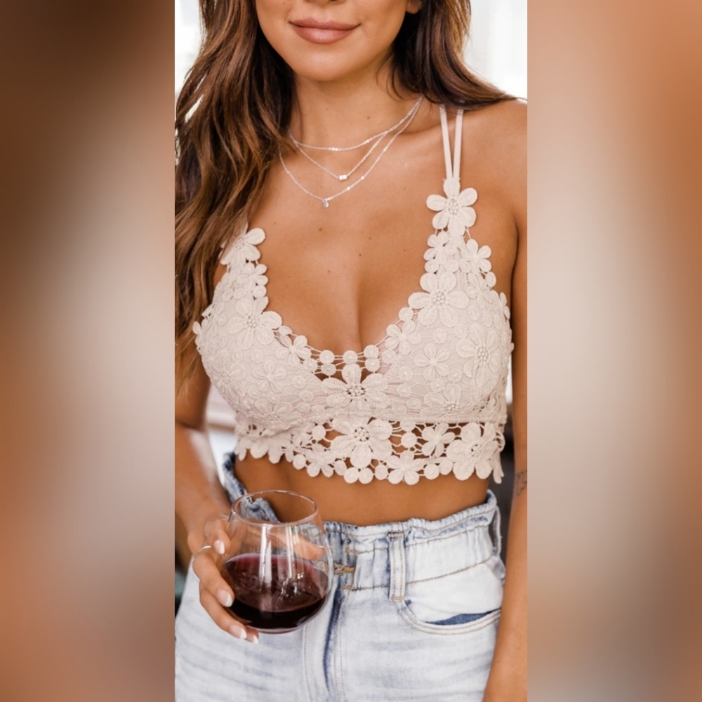 Champange Floral Lace Bralette